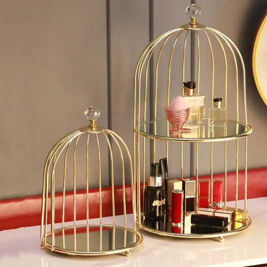 Elegant Iron Storage Shelves Organizer – Birdcage Design for Stylish Home Organization