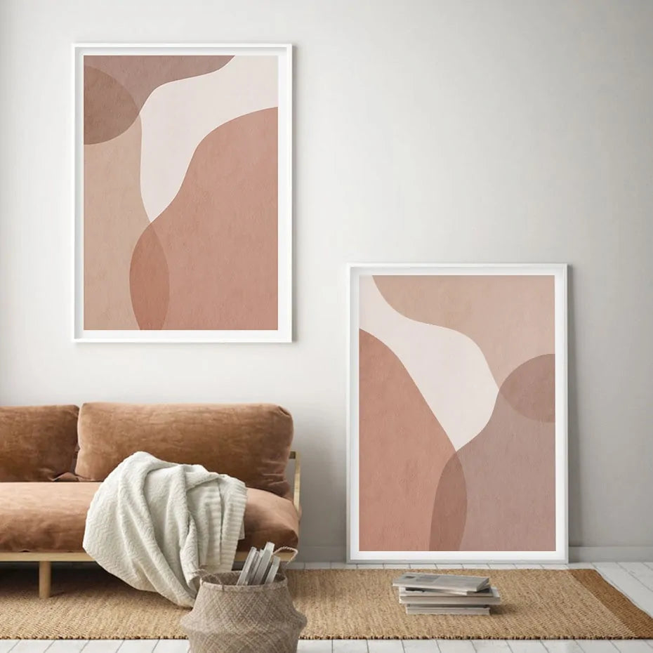 Abstract Beige Geometric Canvas Wall Art