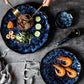 Handcrafted Retro Porcelain Dinner Plates - Bold Blue Kiln Glaze for Elegant Dining | Premium Ceramic Tableware