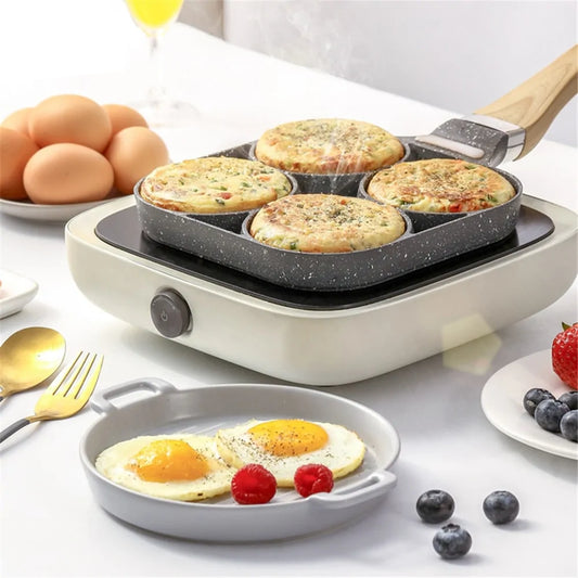 Four-Hole Non-Stick Omelet Pan | Breakfast Maker | Easy Cleanup