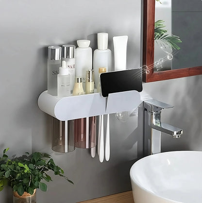 Convenient Toothbrush and Cosmetics Organizer – Maximize Bathroom Space with a Sleek, All-in-One Storage Solution