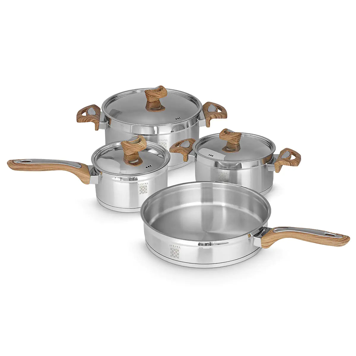 Serenk Definition 7-Piece Stainless Steel Cookware Set | 18/10 Scratch-Resistant Steel | Capsule Bottom