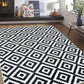 Modern Black and White Pyramid Non-Slip Area Rug – Aksu 120x180 cm Geometric Floor Carpet for Living Room & Bedroom