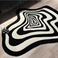 Modern Abstract Black and White Living Room Carpet – Bold Geometric Design for Stylish Home Décor