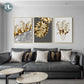 Luxury Gold Leaf Wall Art Canvas Set – Modern Abstract Painting for Home Decor