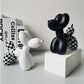 Modern Checkerboard Balloon Dog Sculpture – Contemporary Home Decor Accent