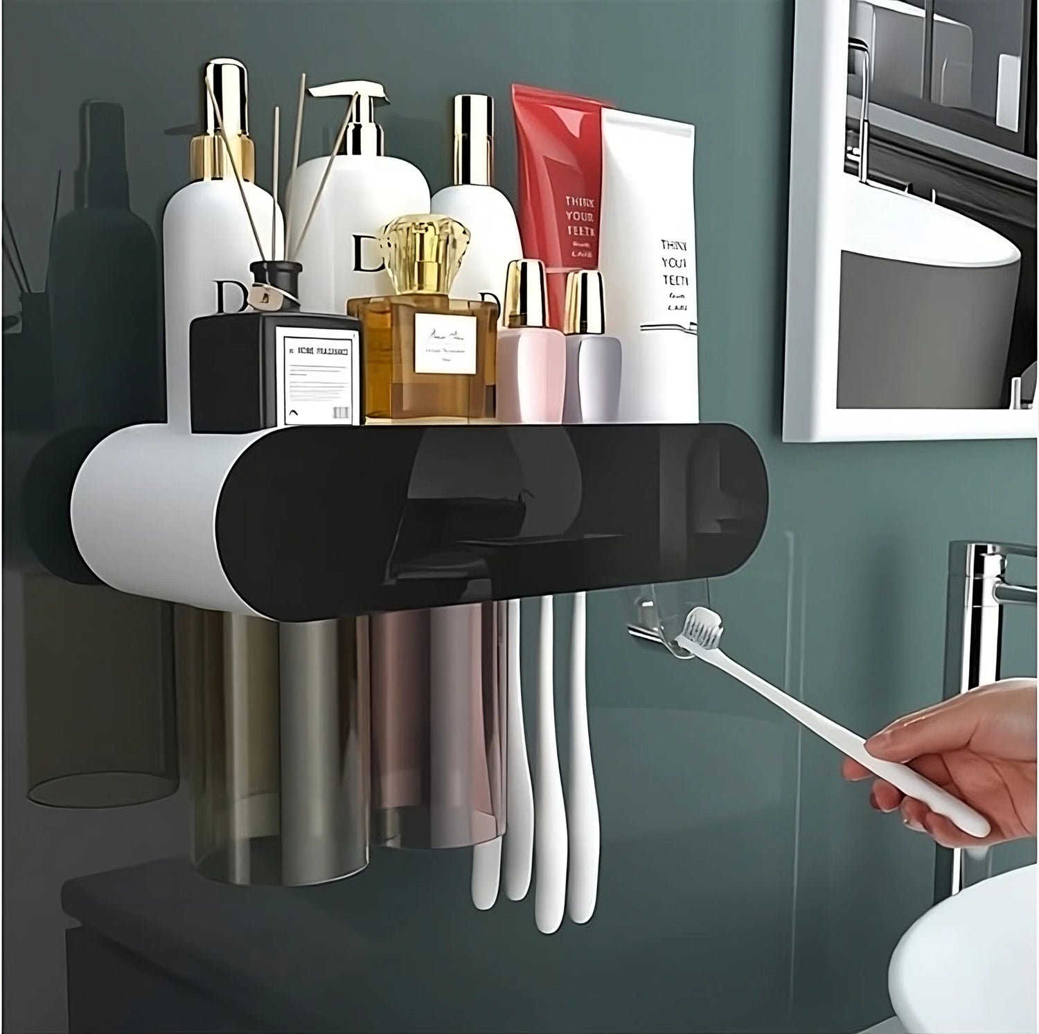 Convenient Toothbrush and Cosmetics Organizer – Maximize Bathroom Space with a Sleek, All-in-One Storage Solution