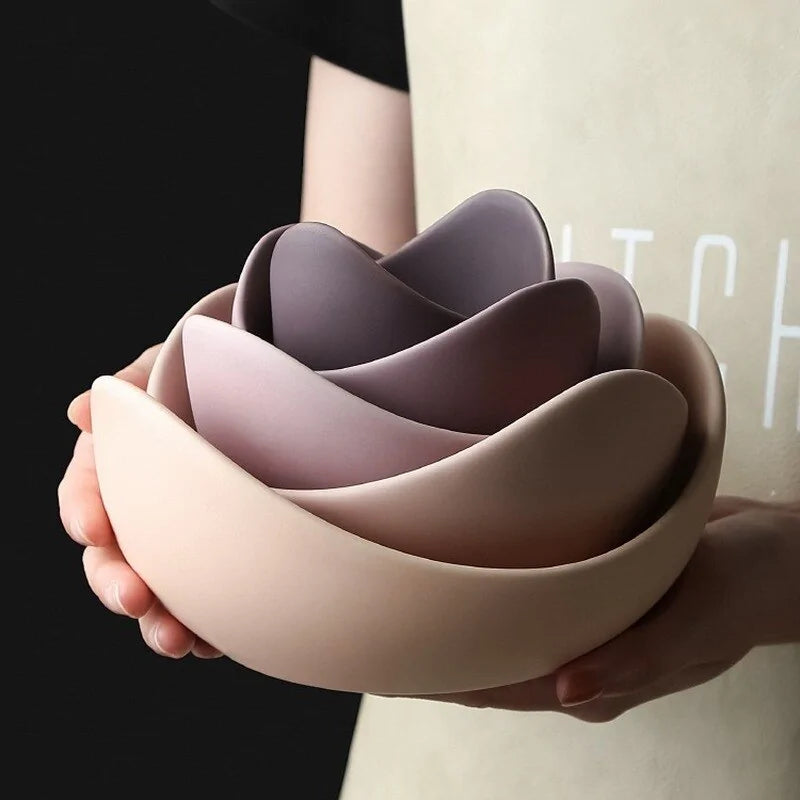 Luxurious Lotus Ceramic Bowl and Plate Set – Artistry Meets Functionality by N.G.I Goods