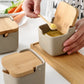 Premium Japanese Style Seasoning Box – Handcrafted Ceramic Spice Storage with Bamboo Lids for Gourmet Kitchens