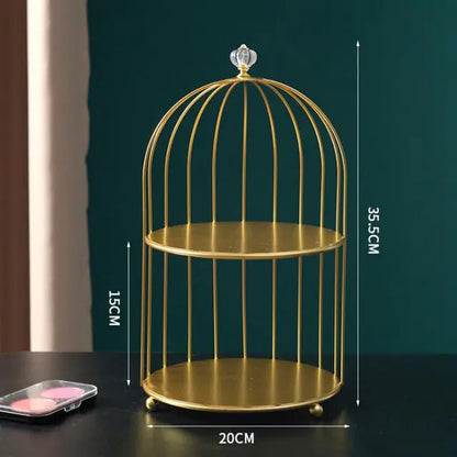 Elegant Iron Storage Shelves Organizer – Birdcage Design for Stylish Home Organization