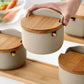 Premium Japanese Style Seasoning Box – Handcrafted Ceramic Spice Storage with Bamboo Lids for Gourmet Kitchens