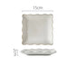 European Luxury Embossed Ceramic Dinner Plates - Rectangular Design with Gold Rim