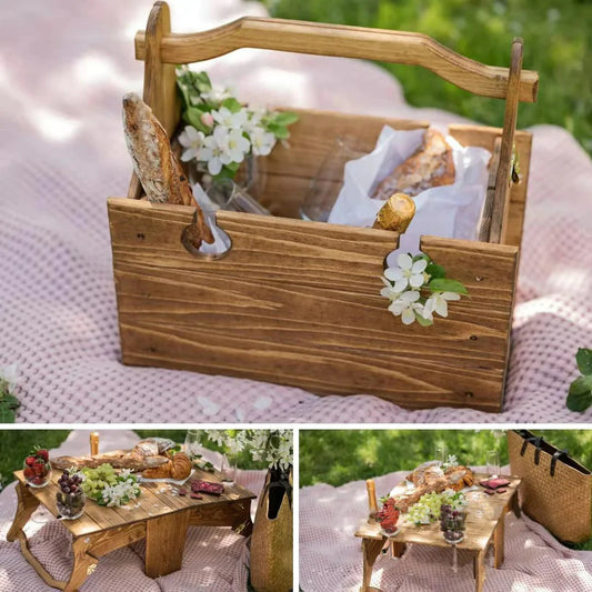 Multi-Functional Foldable Picnic Table and Basket Set