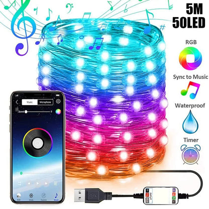 Smart LED Christmas Tree String Lights – App Controlled, 16 Million Colors, Music Sync