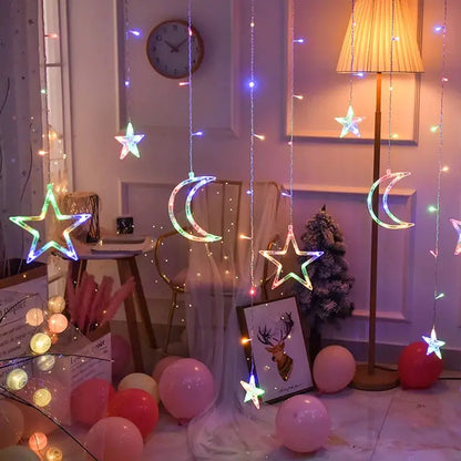 Magical LED Star Curtain Fairy String Lights – Christmas Decoration for Indoor & Outdoor Us