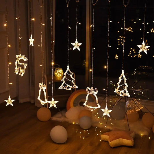 Magical LED Star Curtain Fairy String Lights – Christmas Decoration for Indoor & Outdoor Us