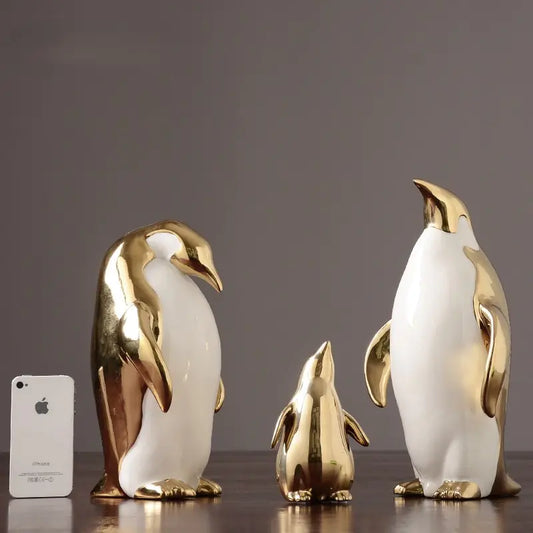 Luxury Penguin Sculpture Home Decor – Handcrafted Modern Art for Stylish Interiors