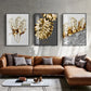 Luxury Gold Leaf Wall Art Canvas Set – Modern Abstract Painting for Home Decor