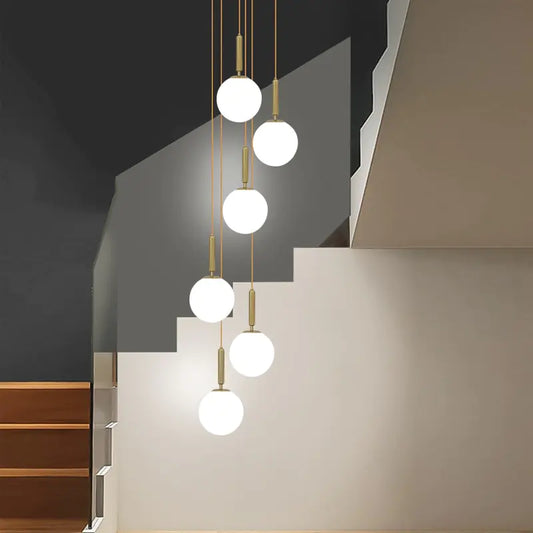 Elegant Modern LED Glass Ball Chandelier – Luxury Lighting for Dining Rooms, Hotels & Stairways