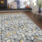 Modern Geometric Non-Slip Area Rug – Aksu Design, 100% Polyester Carpet with PVC Base for Living Room