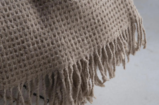 Aksu Brighton Collection Beige Waffle Blanket