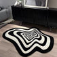 Modern Abstract Black and White Living Room Carpet – Bold Geometric Design for Stylish Home Décor