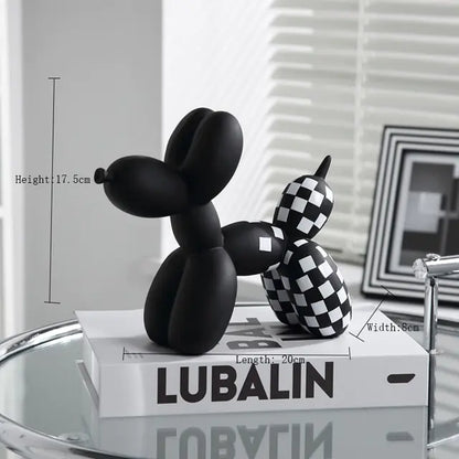 Modern Checkerboard Balloon Dog Sculpture – Contemporary Home Decor Accent