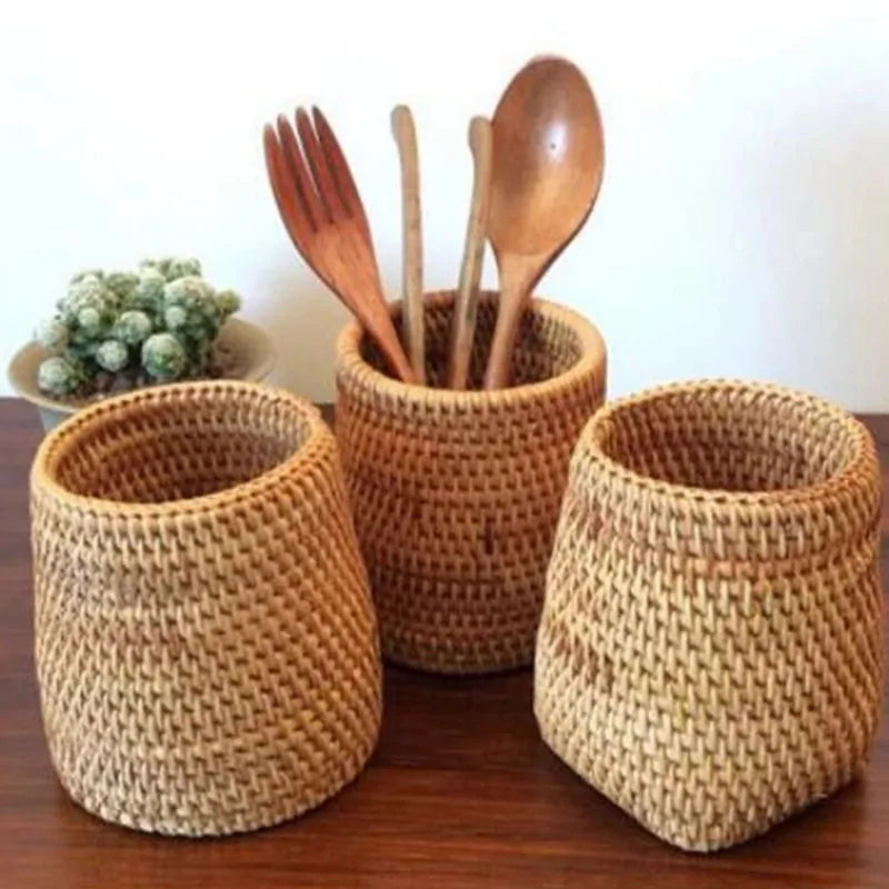 Handwoven Rattan Organizer - Stylish, Eco-Friendly Storage Solution